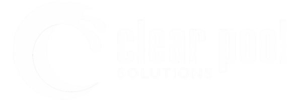 Clear Pool Solutions logo: a white crescent shape to the left with the words 'clear pool' and 'SOLUTIONS' beside it.