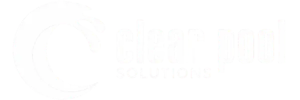 Clear Pool Solutions logo: a white crescent shape to the left with the words 'clear pool' and 'SOLUTIONS' beside it.